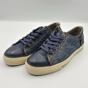 Levi Strauss Unisex Canvas Upper Shoes Dark Blue Denim Zipper Detail Size 5